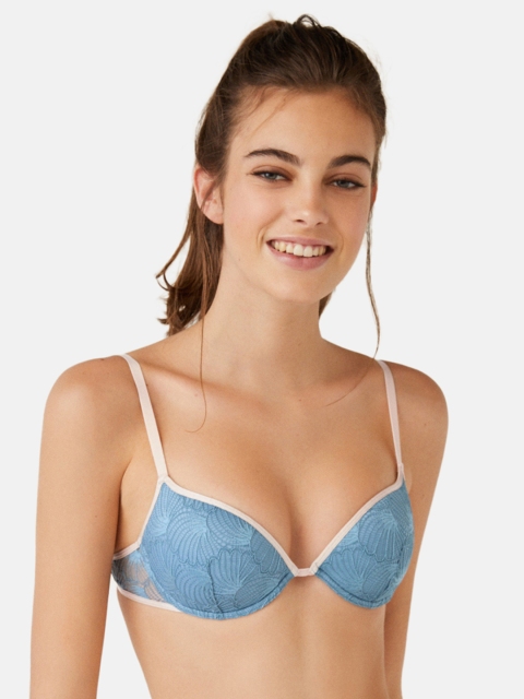 

WOMENSECRET Blue Self Design Underwired Lightly Padded Everyday Bra 4035585