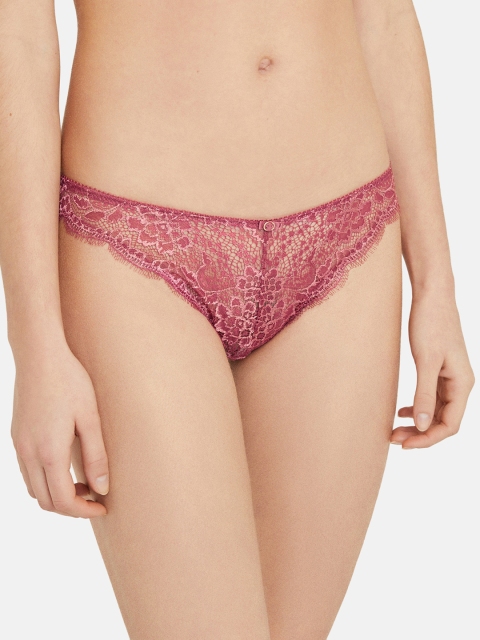 

WOMENSECRET Women Maroon Sheer Lace Bikini Briefs 5355117