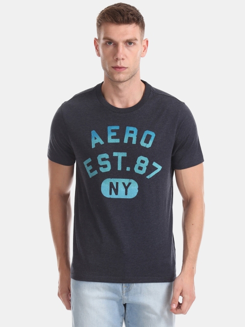 

Aeropostale Men Blue Printed Round Neck T-shirt