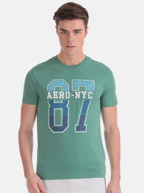 

Aeropostale Men Green Printed Round Neck T-shirt