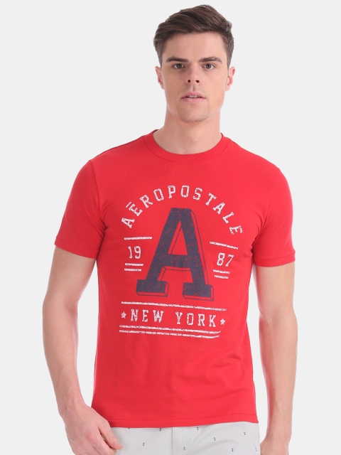 

Aeropostale Men Red Printed Round Neck T-shirt