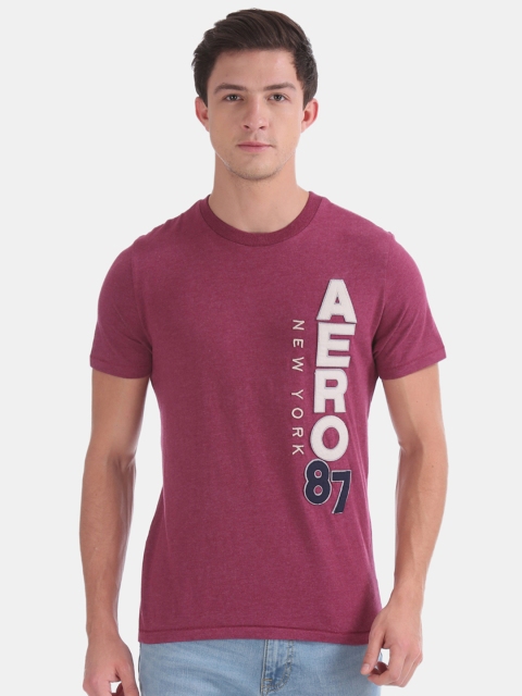 

Aeropostale Men Maroon Printed Round Neck T-shirt