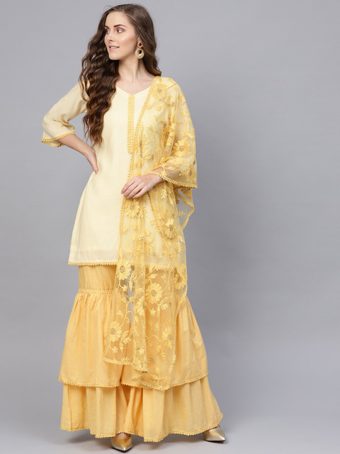 

Inddus Yellow Pure Cotton Unstitched Dress Material