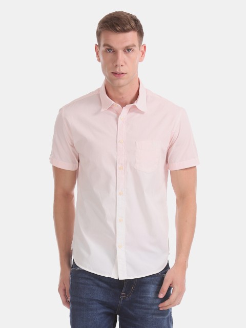 

Aeropostale Men Pink & White Regular Fit Ombre Dyed Casual Shirt