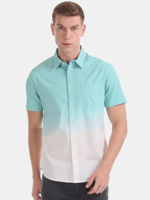 

Aeropostale Men Sea Green & White Regular Fit Ombre Dyed Casual Shirt