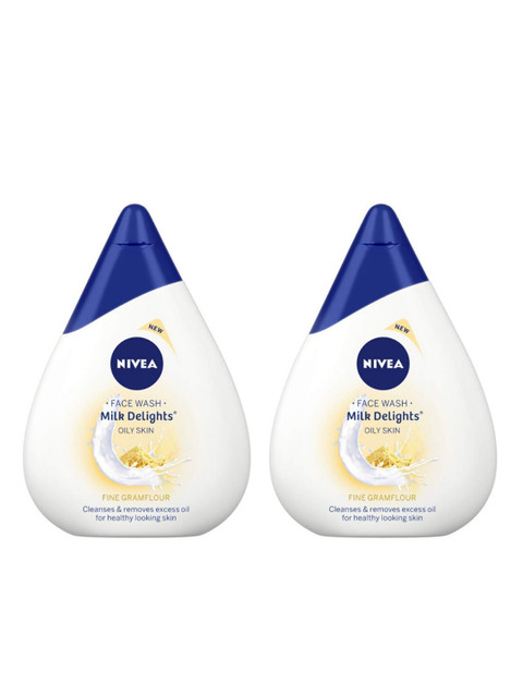 

Nivea Set of 2 Milk Delights Fine Gram Flour Oily Skin Face Wash, White