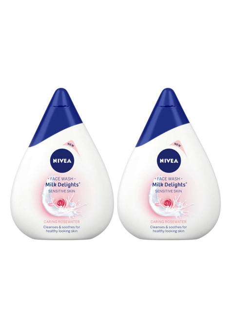 

Nivea Set of 2 Milk Delights Caring Rosewater Sensitive Skin Face Wash, White