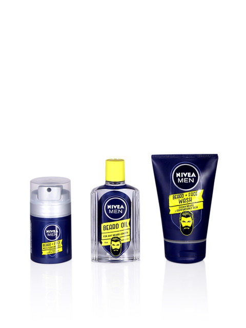 

Nivea Men Set of 3 Beard & Face Wash, Gel & Oil, Navy blue