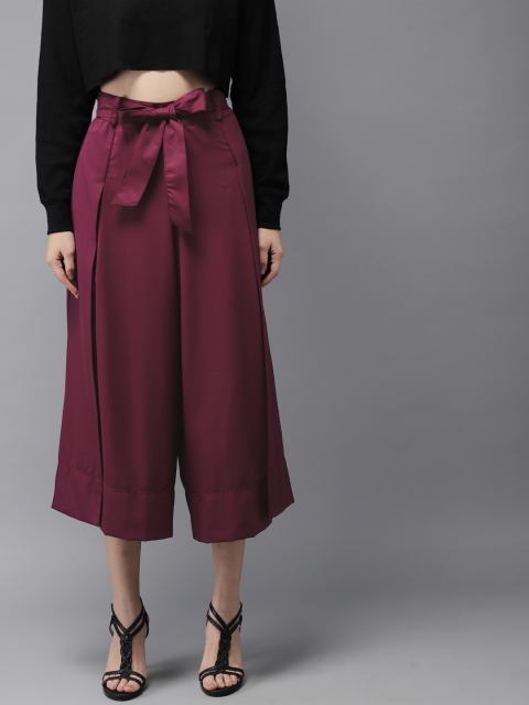 

HERE&NOW Women Maroon Loose Fit Solid Culottes