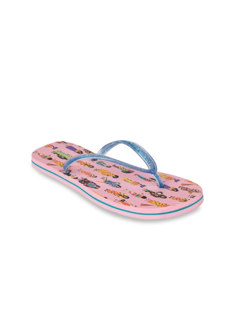 

Chumbak Women Blue & Pink Printed Thong Flip-Flops