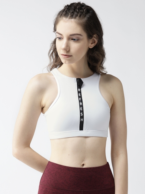 

Fitkin White Solid Non-Wired Lightly Padded Sports Bra WB6