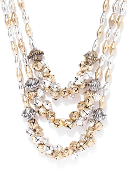 

Infuzze Oxidised Silver-Toned & Antique Gold-Toned Brass-Plated Layered Necklace