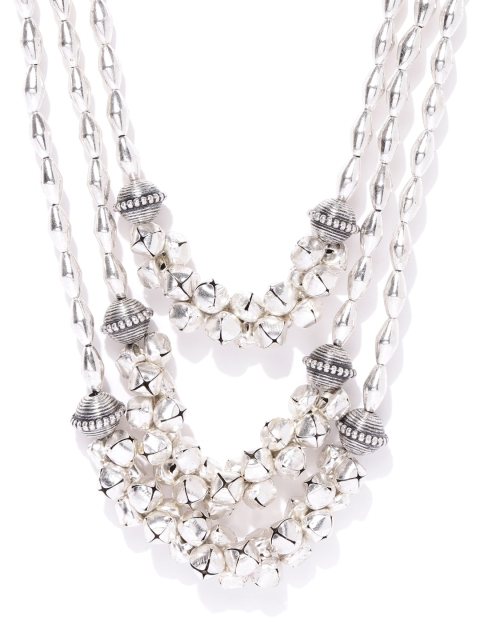 

Infuzze Oxidised Silver-Toned Brass-Plated Layered Necklace