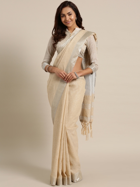 

Saree mall Beige Solid Saree