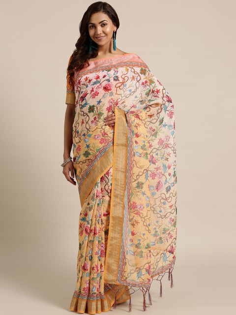

Saree mall Beige & Rust Red Printed Saree