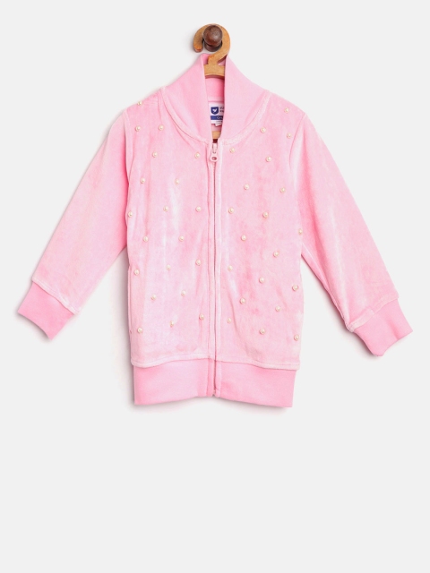

612 league Girls Pink Solid Beaded Sweatshirt
