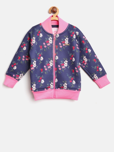 

612 league Girls Blue & Pink Printed Sweatshirt