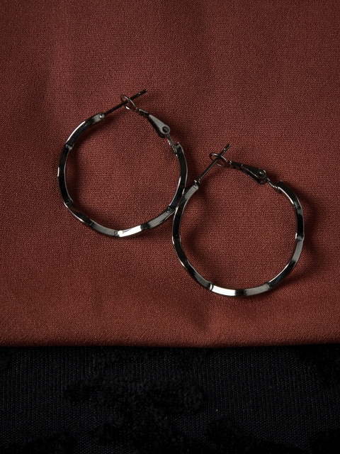

ZeroKaata Silver-Toned Handcrafted Circular Hoop Earrings