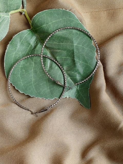 

ZeroKaata Silver-Toned Handcrafted Circular Hoop Earrings