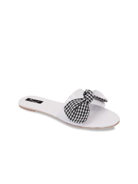 

Kielz Women Transparent & Black Checked Bow Open Toe Flats