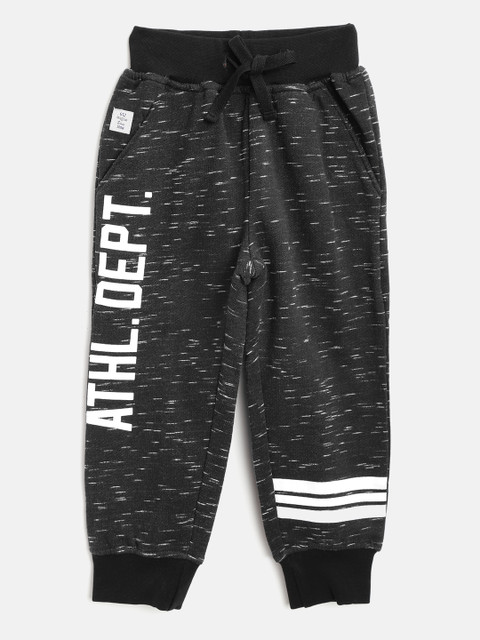 

612 league Boys Black Flecked Effect Joggers with Printed Detail