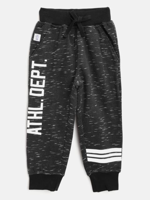 

612 league Boys Black Flecked Effect Joggers with Printed Detail
