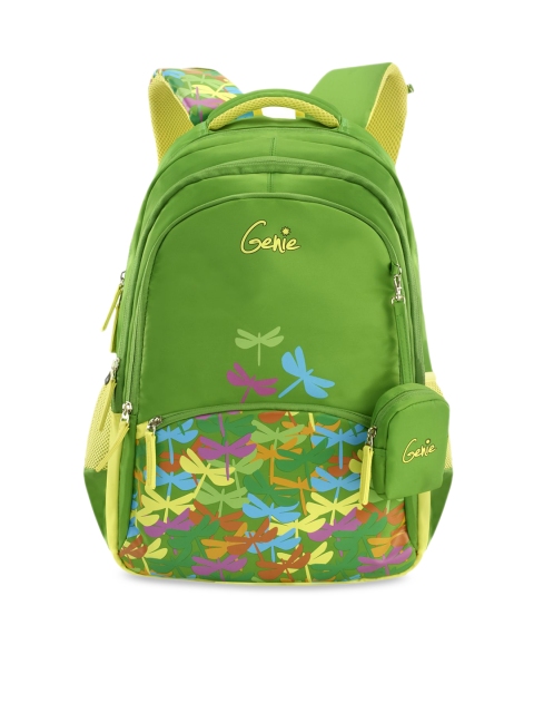 

Genie Girls Green Printed 17 inches Medium Backpack with Zip Pouch