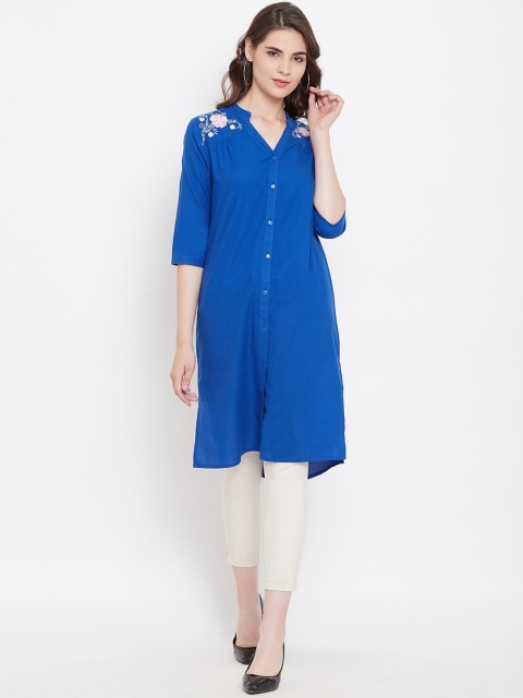 

Ruhaans Women Blue Solid Tunic