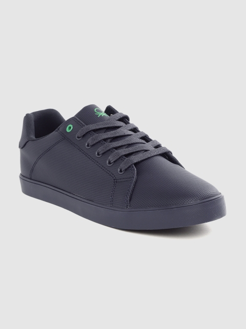 

United Colors of Benetton Men Navy Blue Perforated Sneakers