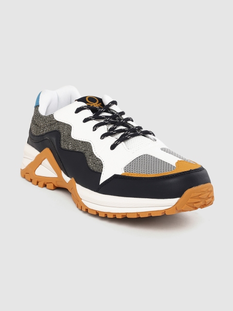

United Colors of Benetton Men White & Grey Colourblocked Sneakers