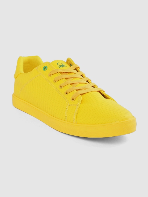 

United Colors of Benetton Men Yellow Perforated Sneakers