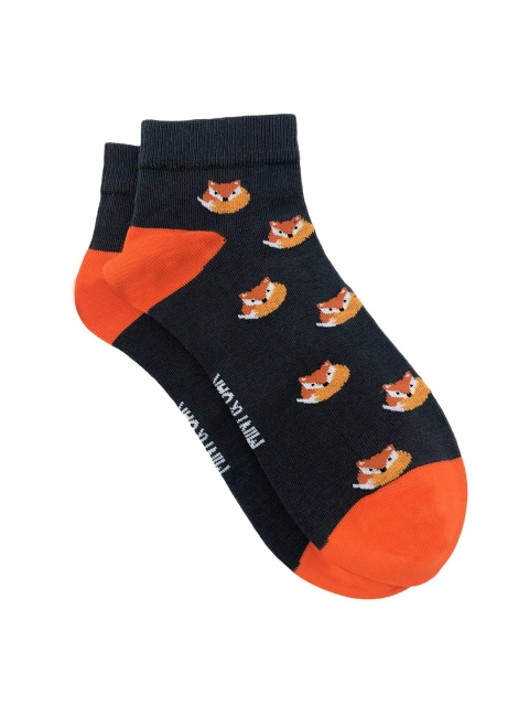 

Mint & Oak Men Grey & Orange Patterned Ankle-Length Socks