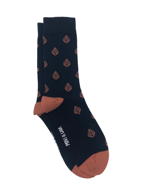 

Mint & Oak Men Navy Blue & Brown Patterned Calf-Length Socks