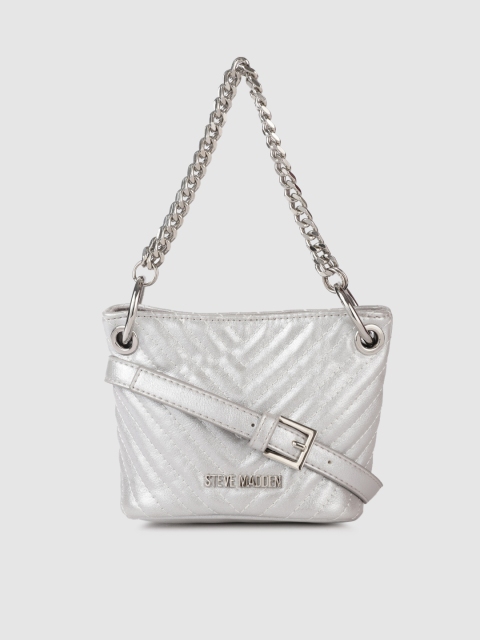 

Steve Madden Silver-Toned Quilted Sling Bag