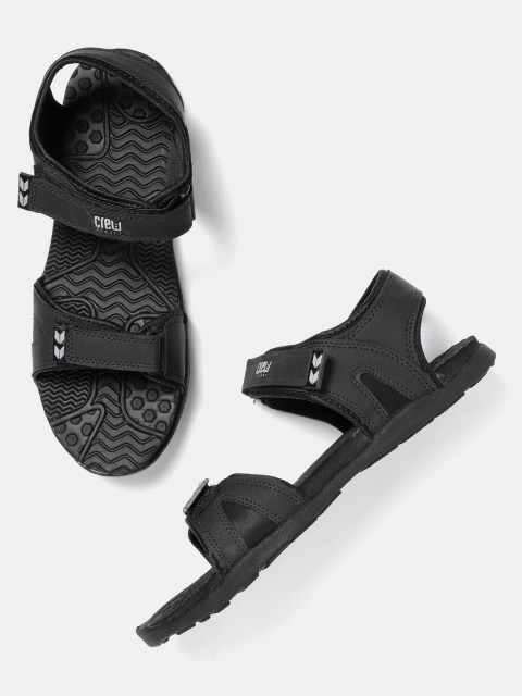 

Crew STREET Men Black Solid Sports Sandals