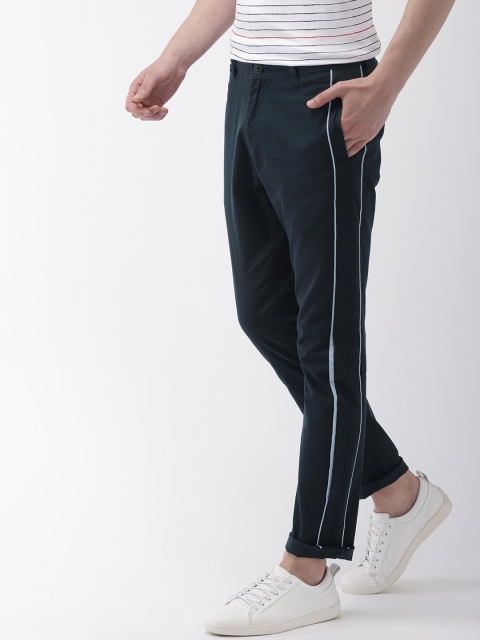 

Mast & Harbour Men Navy Blue Regular Fit Solid Regular Trousers
