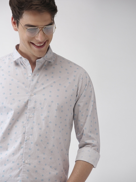 

Mast & Harbour Men Grey & Blue Regular Fit Printed Casual Shirt