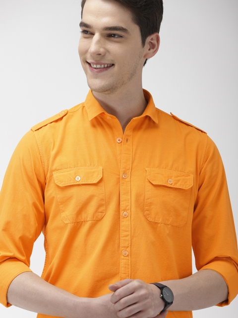 

Mast & Harbour Men Mustard Yellow Regular Fit Solid Casual Shirt