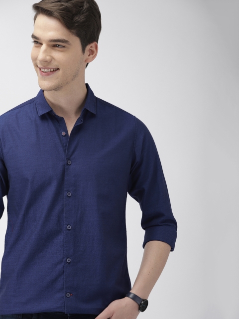 

Mast & Harbour Men Navy Blue Regular Fit Solid Casual Shirt
