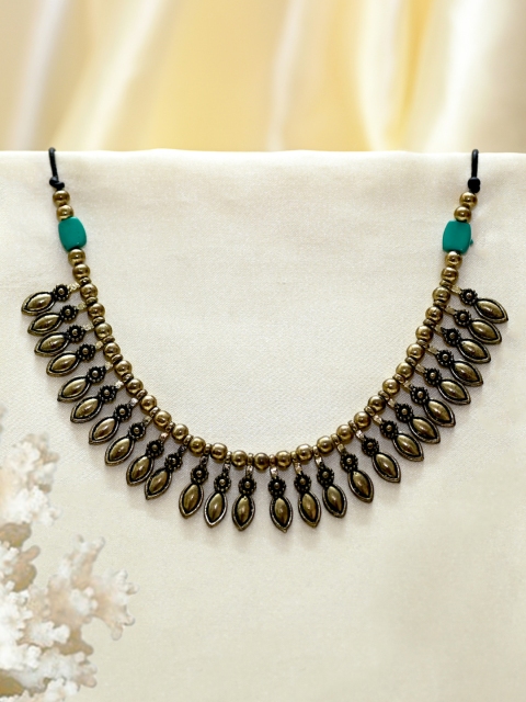 

Ayesha Gold-Toned & Green Oxidized Necklace