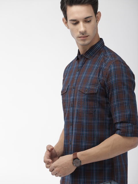 

Harvard Men Brown & Blue Checked Casual Shirt