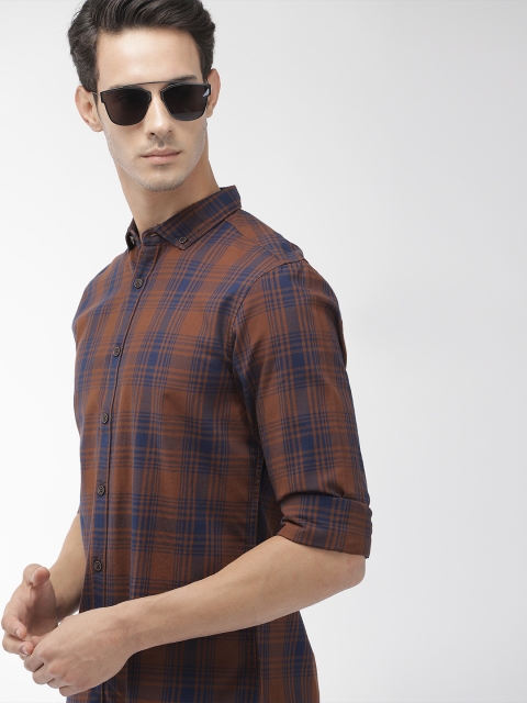 

Harvard Men Brown & Navy Blue Checked Casual Shirt