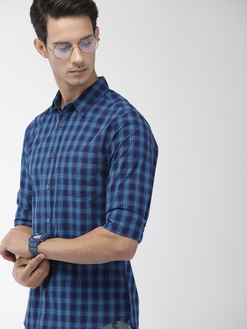 

Harvard Men Blue & Yellow Checked Casual Shirt