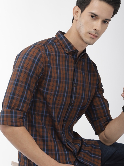 

Harvard Men Brown & Navy Blue Checked Casual Shirt