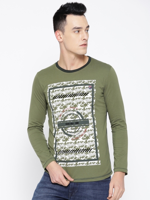 

Duke Stardust Men Green & White Printed Round Neck T-shirt