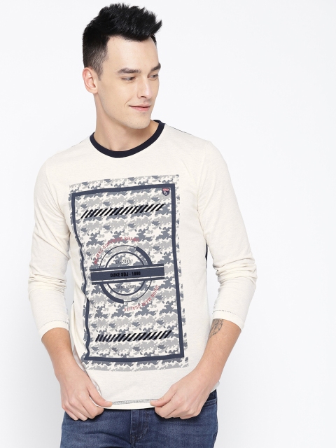 

Duke Stardust Men Cream-Coloured & Grey Printed Round Neck T-shirt