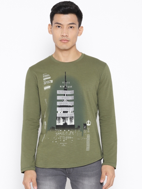 

Duke Stardust Men Olive Green Printed Round Neck T-shirt