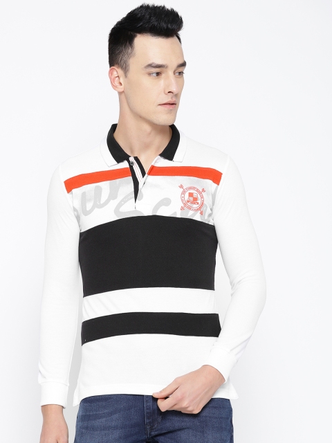 

Duke Stardust Men White & Black Colourblocked Polo Collar T-shirt