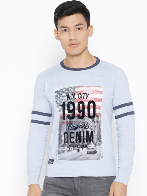 

Duke Stardust Men Blue Printed Round Neck T-shirt