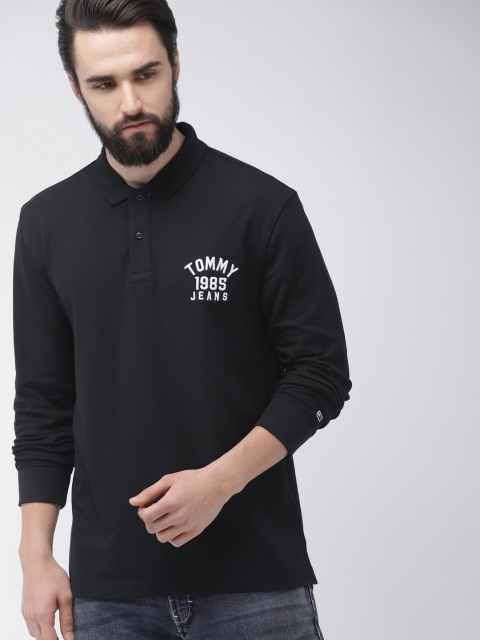 

Tommy Hilfiger Men Black Solid Polo Collar T-shirt